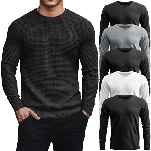 Amazon.com: August Alley 5 Pack Men's Thermal Waffle Shirts, 3
